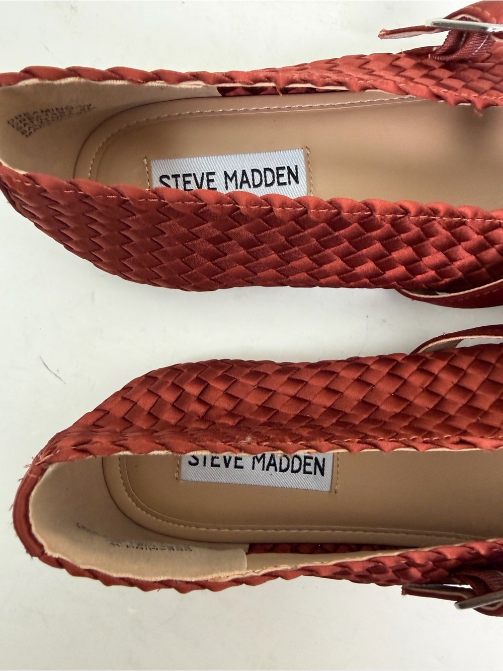NEW Steve Madden Dreaming Mary Jane Ballet Flat In Warm Rust Satin Size 9 - Picture 10 of 13